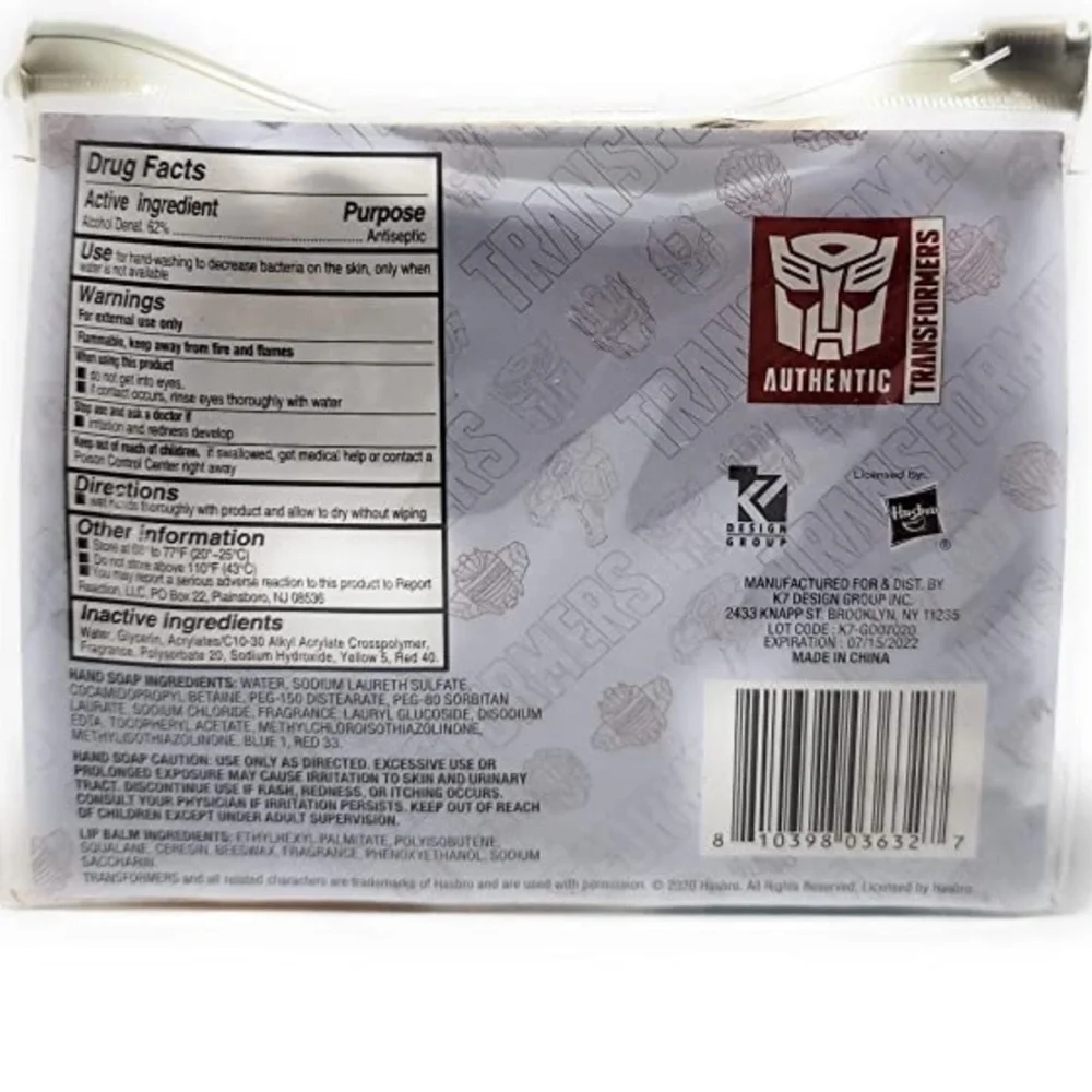 Transformers Hasbro Travel Kit Set with Clear Transparent Reusable Storage Case